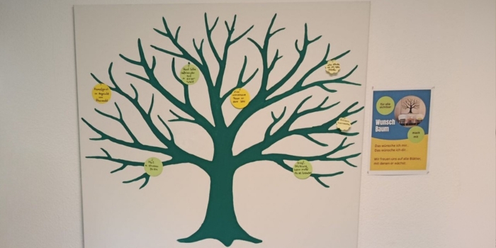 Wunschbaum mit beschriebenen Blättern